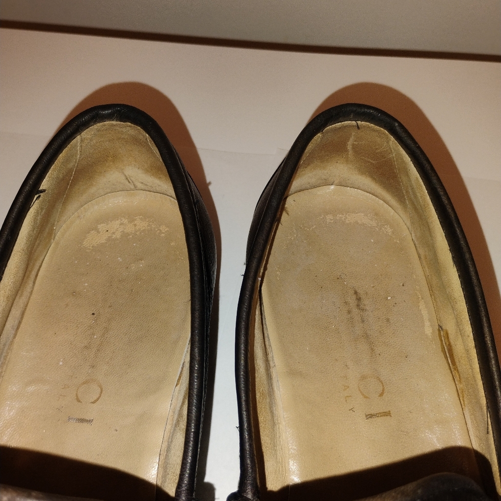 GUCCI HORSE BIT MENS LOAFERS Leather Gold Horsebit Size 9D - Picture 13 of 16